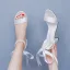 Charmant Weiß Perle Knöchelriemen Schleife Brautschuhe 2026 Satin 7 cm Stilettos Peeptoes Hochzeit Sandaletten Hochhackige