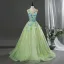 Fée Des Fleurs Vert Cendré Appliques Perlage Robe De Bal 2026 Robe Boule Encolure Dégagée Sans Manches Dos Nu Longue Robe De Ceremonie