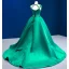 High-end Vintage / Retro Dark Green Satin Prom Dresses 2022 Trumpet / Mermaid Scoop Neck Sleeveless Backless Rhinestone Sash Court Train Prom Formal Dresses