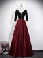 Vintage / Originale Bordeaux Robe De Bal 2026 Princesse V-Cou 3/4 Manches Dos Nu Longue