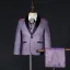 Fashion Bling Bling Purple 5-piece Glitter Rhinestone Long Sleeve Boys Wedding Suits 2025