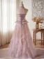 Luxury / Gorgeous Sparkly Blushing Pink Beading Rhinestone Sequins Prom Dresses 2026 A-Line / Princess Strapless Sleeveless Backless Floor-Length / Long Formal Dresses