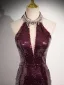 Scintillantes Sexy Bordeaux Faux Diamant Paillettes Robe De Bal Robe De Soirée 2024 Trompette / Sirène Titulaire Sans Manches Dos Nu Longue Promo Robe De Ceremonie