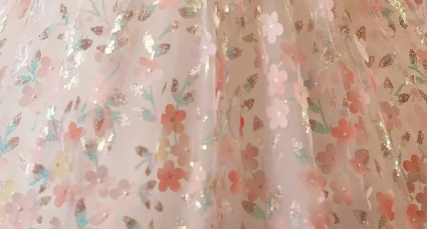Flower Fairy Blushing Pink Sequins Appliques Prom Dresses 2024 Ball Gown Spaghetti Straps Sleeveless Backless Floor-Length / Long Prom Formal Dresses