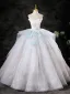 Charmant Blanche Perlage Perle En Dentelle Fleur Appliques Robe De Bal 2025 Robe Boule Bustier Sans Manches Dos Nu Longue Robe De Ceremonie