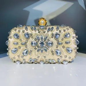Charming Bling Bling Handmade Rhinestone Evening Party Gold Clutch Bags 2023