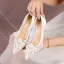 Charming White Pearl Rhinestone Lace Flower Wedding Shoes 2023 8 cm Stiletto Heels Pointed Toe Wedding Pumps High Heels