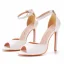 Sexy White Evening Party Womens Sandals 2022 Ankle Strap 11 cm Stiletto Heels Open / Peep Toe Sandals High Heels