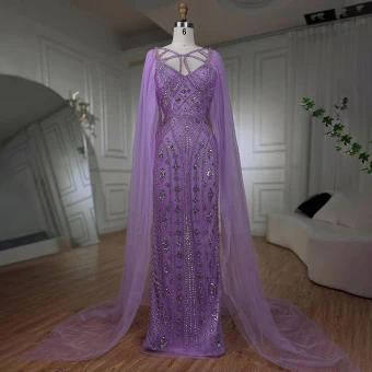 High End Sparkly Lilac Sequins Prom Dresses 2024 Trumpet Mermaid Spaghetti Straps Sleeveless Backless Sweep Train Prom Formal Dresses