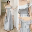 Simple Gris Robe Demoiselle D'honneur 2022 Princesse Manches Courtes Dos Nu Longue Demoiselle D'honneur Robe De Ceremonie