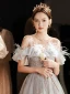 Charmant Gris Perlage Paillettes Robe De Soirée 2023 Princesse De l'épaule Gland Manches Courtes Dos Nu Longue Soirée Robe De Ceremonie