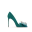 Chic / Beautiful Sage Green Prom Appliques Pumps 2024 Leather 10 cm Stiletto Heels Pointed Toe Pumps High Heels