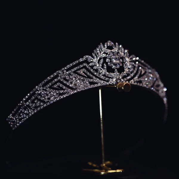 Vintage / Originale Simple Argenté Faux Diamant Accessoire Cheveux Mariage Mariage Tiare 2022 Zircon Alliage