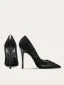 Charmant Schwarz Pailletten Spitze Blumen Abend Pumps 2025 10 cm Stilettos Spitzschuh Pumps Hochhackige