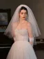 Vintage / Retro Modest / Simple White 1 m Tulle Wedding Veils 2025