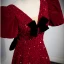 Bling Bling Burgundy Sequins Evening Dresses 2023 A-Line / Princess V-Neck Bow Short Sleeve Backless Floor-Length / Long Evening Party Formal Dresses