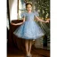 Sparkly Sky Blue Star Sequins Short Flower Girl Dresses 2022 Short Sleeve A-Line / Princess Scoop Neck Prom