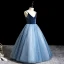 Charming Sky Blue Sequins Evening Party Flower Girl Dresses 2022 Ball Gown V-Neck Sleeveless Backless Floor-Length / Long Flower Girl Dresses