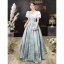 Chic / Beautiful Sky Blue Prom Dresses 2023 A-Line / Princess Square Neckline Short Sleeve Backless Floor-Length / Long Prom Formal Dresses
