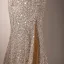Sexy Sparkly Champagne Evening Dresses 2022 Trumpet / Mermaid Scoop Neck Short Sleeve Beading Sequins Lace Flower Floor-Length / Long Split Front Evening Party Formal Dresses