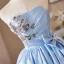 Charmant Himmelblau Perlenstickerei Pailletten Spitze Blumen Heimkehr Kurze Abiballkleider 2025 Ballkleid Bandeau Ärmellos Rückenfreies Festliche Kleider