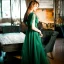 Chic / Belle Vert Foncé Perlage Faux Diamant Paillettes Robe De Bal 2022 Princesse V-Cou Manches Courtes Dos Nu Longue Promo Robe De Ceremonie