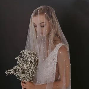 Hermoso Blanco Perla Velo De Novia 2023 Boda