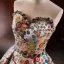 Haut de Gamme Fantaisie Multi-Couleurs Fait main Perlage Perle Faux Diamant Paillettes Robe De Soirée 2023 Princesse Bustier Sans Manches Dos Nu Tribunal Train Soirée Robe De Ceremonie