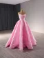 Elegante High End Pink Handgefertigt Perlenstickerei Pailletten Ballkleider 2024 Ballkleid Bandeau Ärmellos Rückenfreies Lange Ball Festliche Kleider