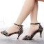 Schöne Multifarben Strass Abend Schwarz Sandalen Damen 2025 7 cm Stilettos Peeptoes Sandaletten Hochhackige