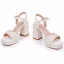 Sexy Beige Perle Brautschuhe 2025 Knöchelriemen 9 cm Thick Heels Peeptoes Hochzeit Sandaletten