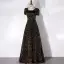 Scintillantes Noire Paillettes Robe De Bal 2024 Princesse Encolure Carrée Gonflée Manches Courtes Dos Nu Longue Promo Robe De Ceremonie