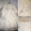 Charming White Beading Pearl Sequins Wedding Flower Girl Dresses 2022 Ball Gown High Neck Short Sleeve Court Train Flower Girl Dresses