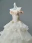 Luxe Blanche Appliques Volants en Cascade Robe De Bal 2026 Robe Boule De l'épaule Manches Courtes Dos Nu Train De Balayage Robe De Ceremonie