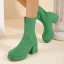 Comfortable Green Street Wear Winter Suede Womens Boots 2023 6 cm Thick Heels Round Toe Boots High Heels