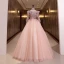 Élégant Rougissant Rose Perlage Paillettes En Dentelle Fleur Robe De Bal 2022 Robe Boule Encolure Dégagée Manches Longues Dos Nu Longue Robe De Ceremonie