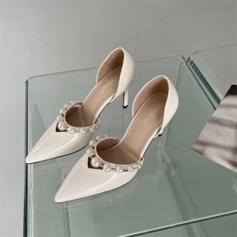 Mooie Prachtige Ivoor Parel Gala Damesschoenen 2022 9 Cm Naaldhakken Stiletto Spitse Neus Damesschoenen Hoge Hakken