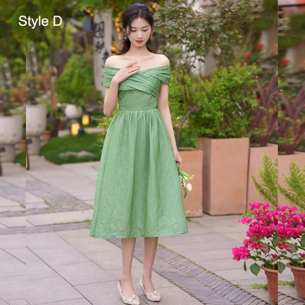 Modest Simple Sage Green Bridesmaid Dresses 2023 A-Line Princess Short Sleeve Backless