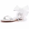Sexy White Bow Flat Prom Womens Sandals 2023 Ankle Strap Open / Peep Toe Sandals