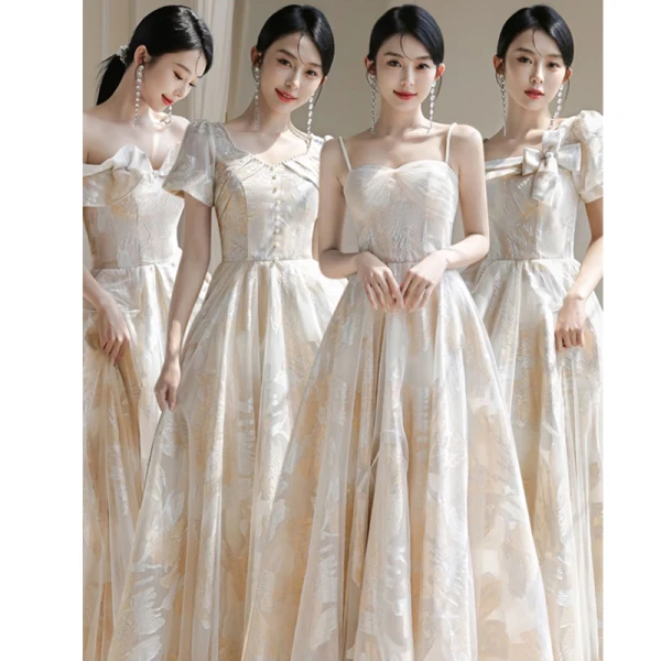 Chic / Belle Champagne Paillettes Robe Demoiselle D'honneur 2023 Princesse Dos Nu Longue Robe Demoiselle D'honneur