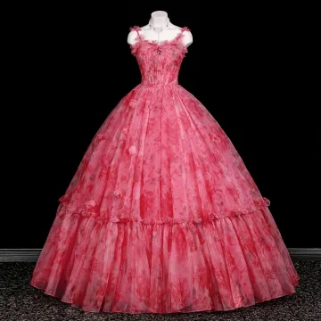 Fancy Candy Pink Floral Appliques Prom Dresses 2025 Ball Gown Spaghetti Straps Sleeveless Backless Floor Length Long Prom Formal Dresses