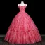 Fancy Candy Pink Floral Appliques Prom Dresses 2025 Ball Gown Spaghetti Straps Sleeveless Backless Floor-Length / Long Prom Formal Dresses