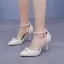 Elegant Beige Pearl Womens Shoes 2025 Ankle Strap 9 cm Stiletto Heels Wedding Pointed Toe High Heels Heels