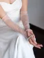 Modest / Simple White Pearl Wedding Bridal Gloves 2025 Tulle