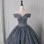 Chic / Belle Bleu Marine Glitter Robe De Bal 2026 Robe Boule De l'épaule Manches Courtes Dos Nu Longue Robe De Ceremonie