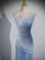 Sexy Bleu Ciel Paillettes Robe De Soirée 2023 Trompette / Sirène Bustier Sans Manches Dos Nu Train De Balayage Soirée Robe De Ceremonie