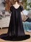 Vintage / Retro Black Prom shawl 2025 Puffy Short Sleeve