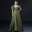 Vintage / Retro Olive Green Prom Dresses 2021 A-Line / Princess Square Neckline Crossed Straps Solid Color Satin Short Sleeve Formal Dresses Sweep Train