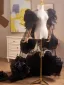 Fashion Black Handmade  Appliques Prom shawl 2025