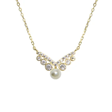 Enkel Gull Perle Rhinestone Sterling Sølv Ball Halskjeder 2023 Tilbehør